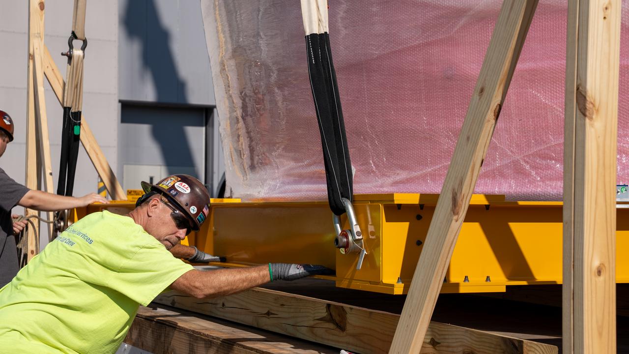 These images show the Orion stage adapter for Artemis II being prepped for shipment and then packaged in a large box, loaded on a semi-truck. It is seen leaving NASA’s Marshall Space Flight Center in Huntsville, Alabama, as it begins its journey to NASA’s Kennedy Space Center in Florida. Manufactured at Marshall, this adapter for the SLS (Space Launch System) connects the rocket’s interim cryogenic propulsion stage to the Orion spacecraft and is the final piece of SLS hardware to be delivered to Kennedy Space Center in preparation for the Artemis II mission.